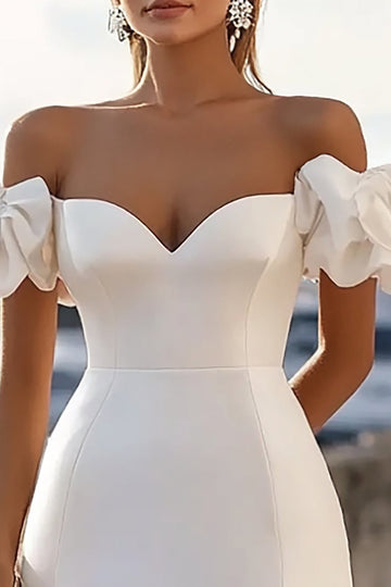 Off The Shoulder White Short Bodycon Graduation Dress